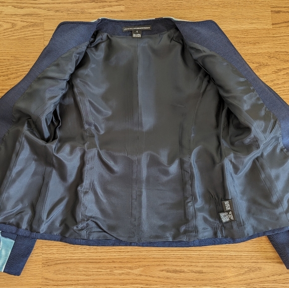 Linda Allard Ellen Tracy Blue Floral Print Zip Front Jacket Size 4 Cotton Silk - Picture 4 of 9